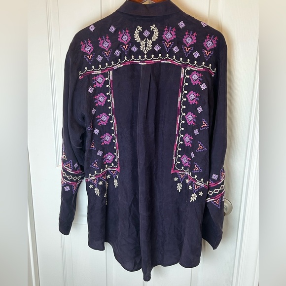 JOHNNY WAS CURACAO OVERSIZED LONG SLEEVE TUNIC IN DEEP PURPLE SIZE XL - Picture 6 of 11